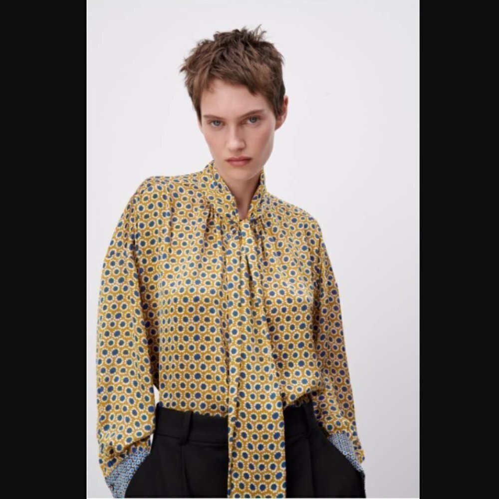 Yellow Patterned Women's Top